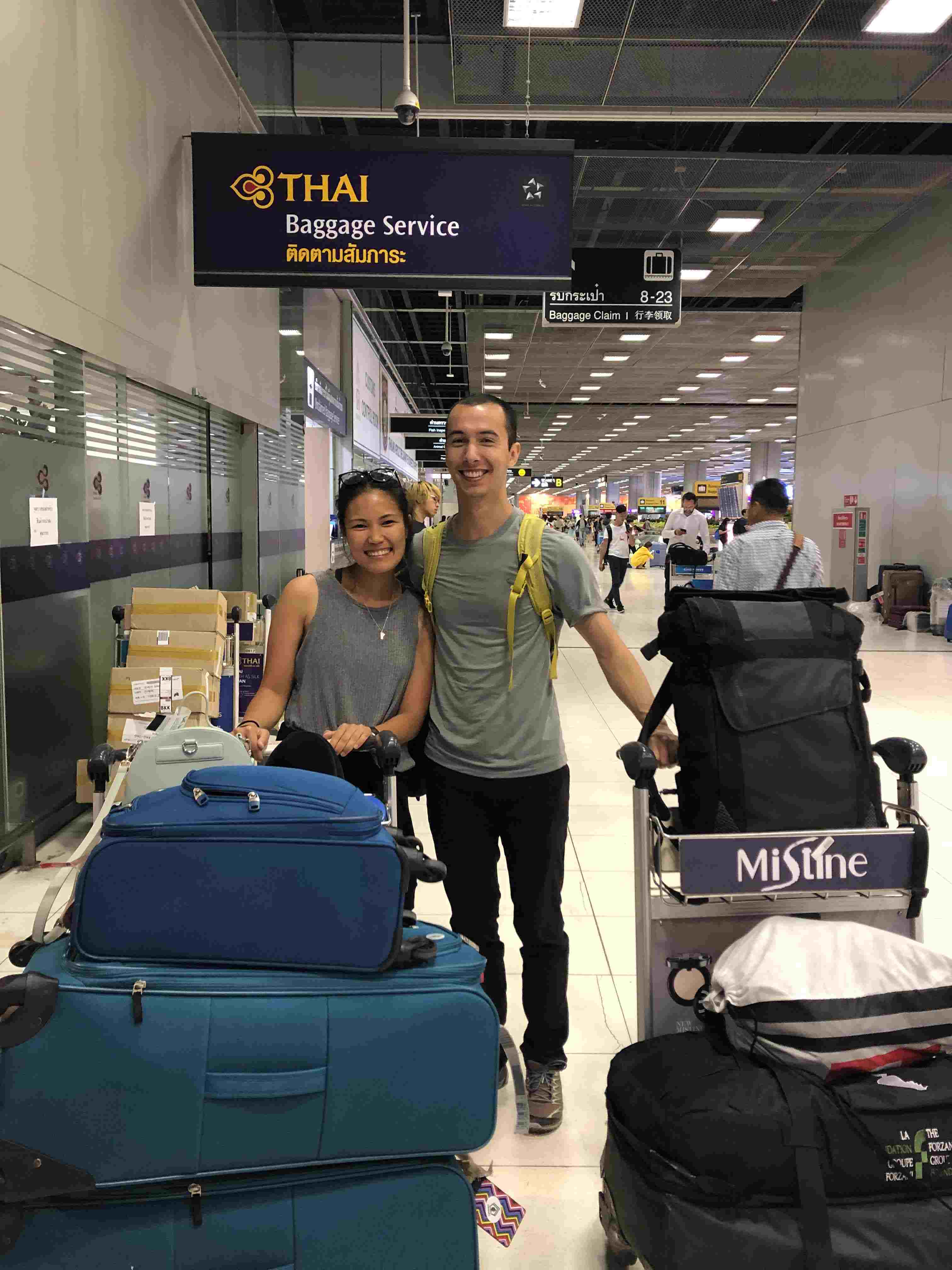 Us, shortly after landing in Bangkok